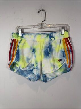 Aviator Nation Tie Dye Rainbow Stripe Lounge Shorts Size M Made in USA